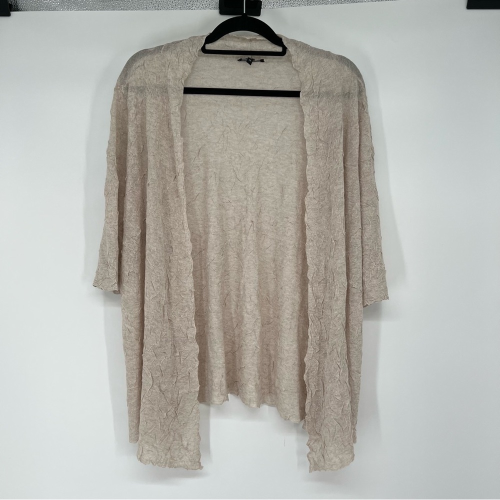 Eileen Fisher Short-Sleeved Crinkle Texture Cardigan